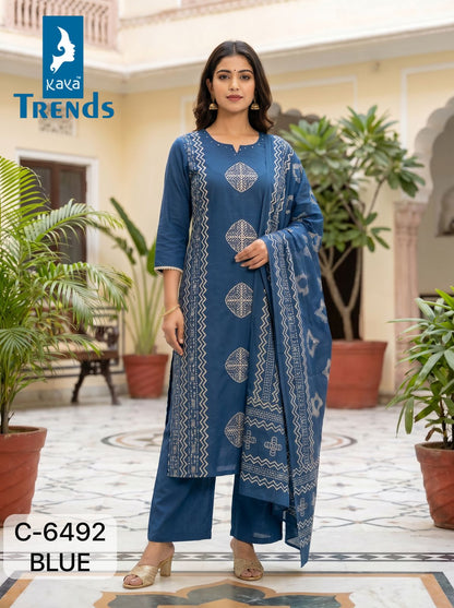 C 6492 Kaya Trends Readymade Cotton Pant Suits Wholesale