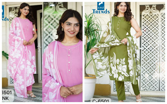 C 6501 Kaya Trends Readymade Cotton Pant Suits Supplier