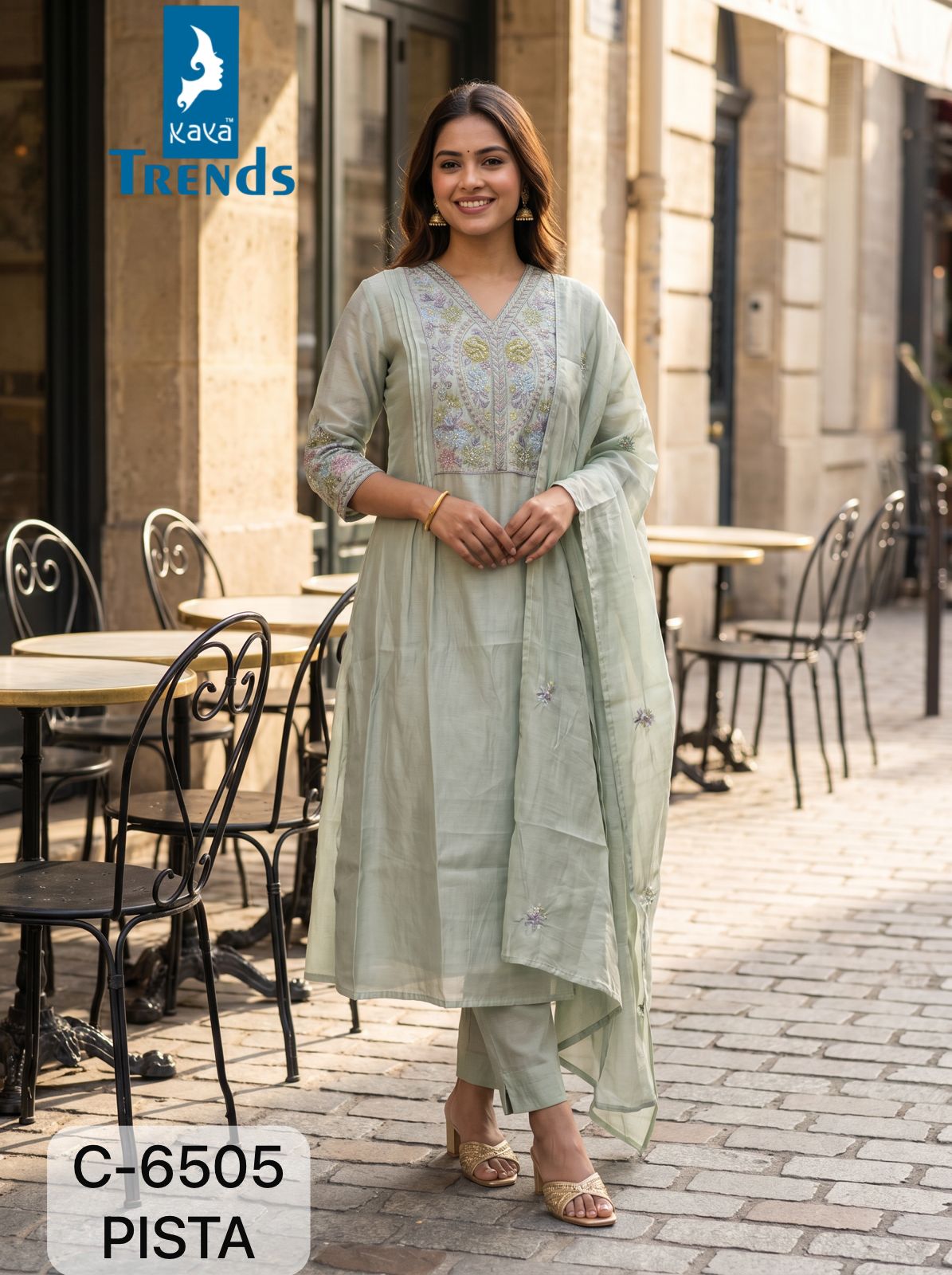 C 6505 Kaya Trends Mul Chanderi Readymade Pant Style Suits Wholesaler Gujarat
