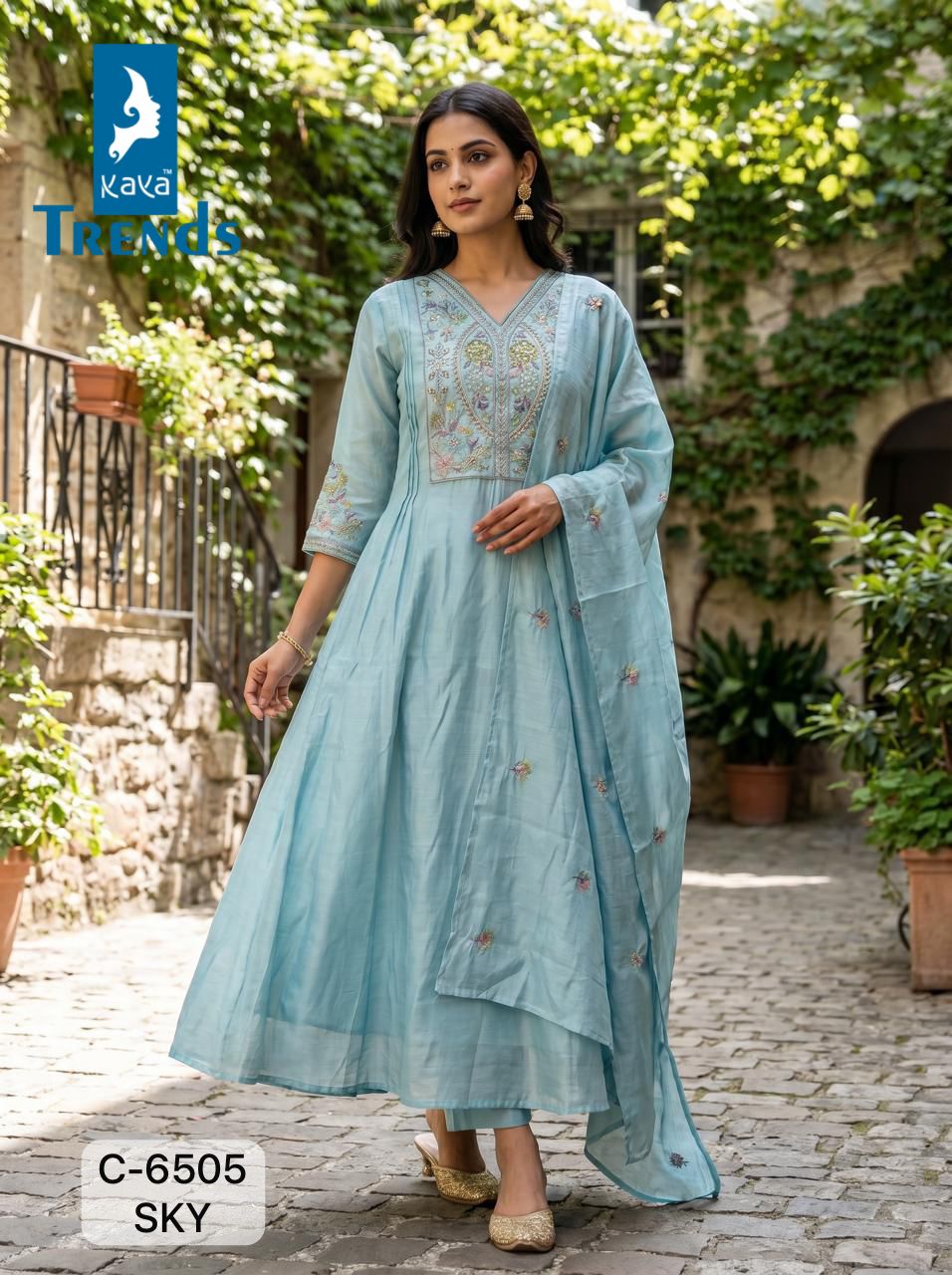 C 6505 Kaya Trends Mul Chanderi Readymade Pant Style Suits Wholesaler Gujarat