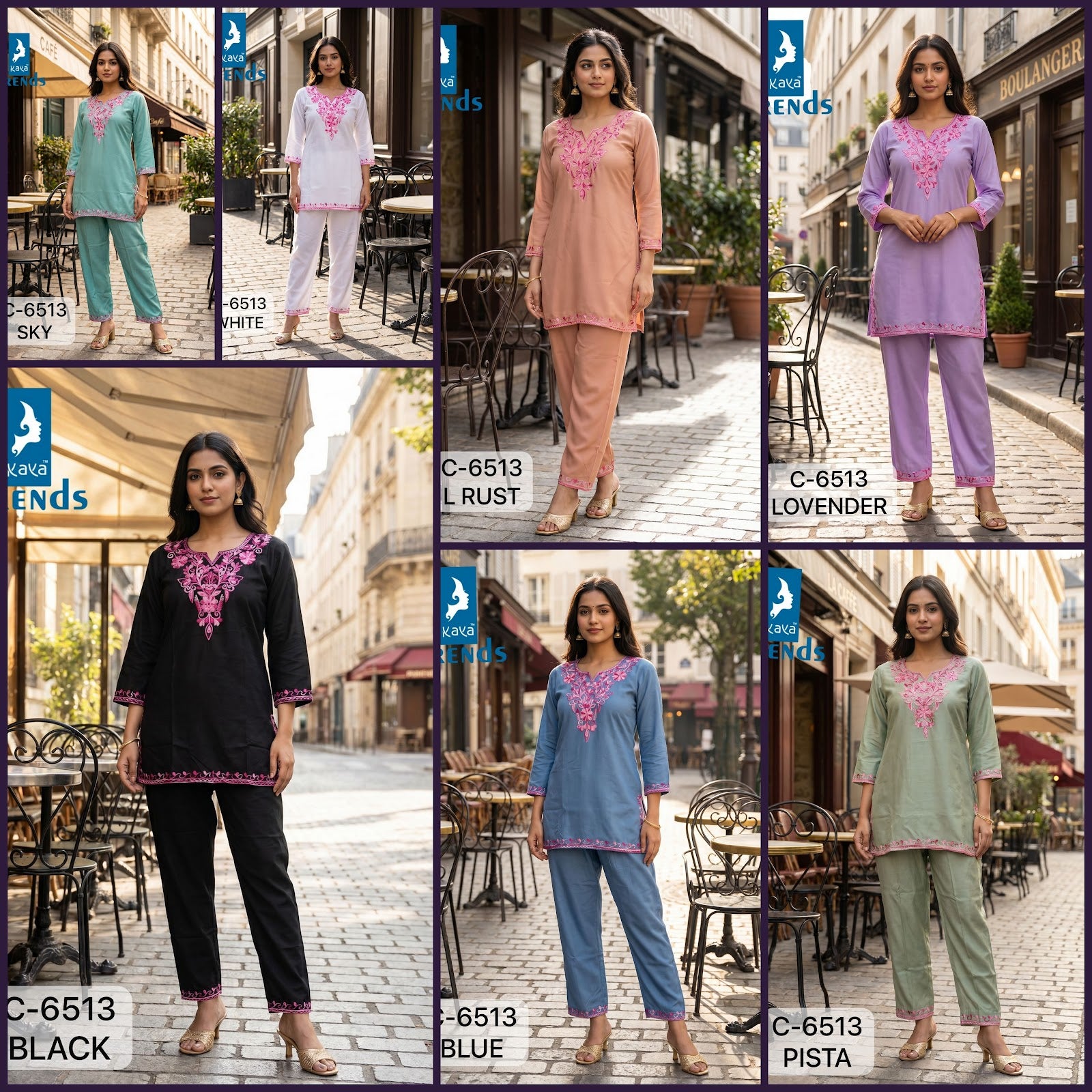 C 6513 Kaya Trends Rayon Co Ord Set Manufacturer Gujarat
