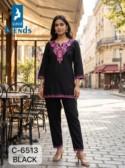 C 6513 Kaya Trends Rayon Co Ord Set Manufacturer Gujarat