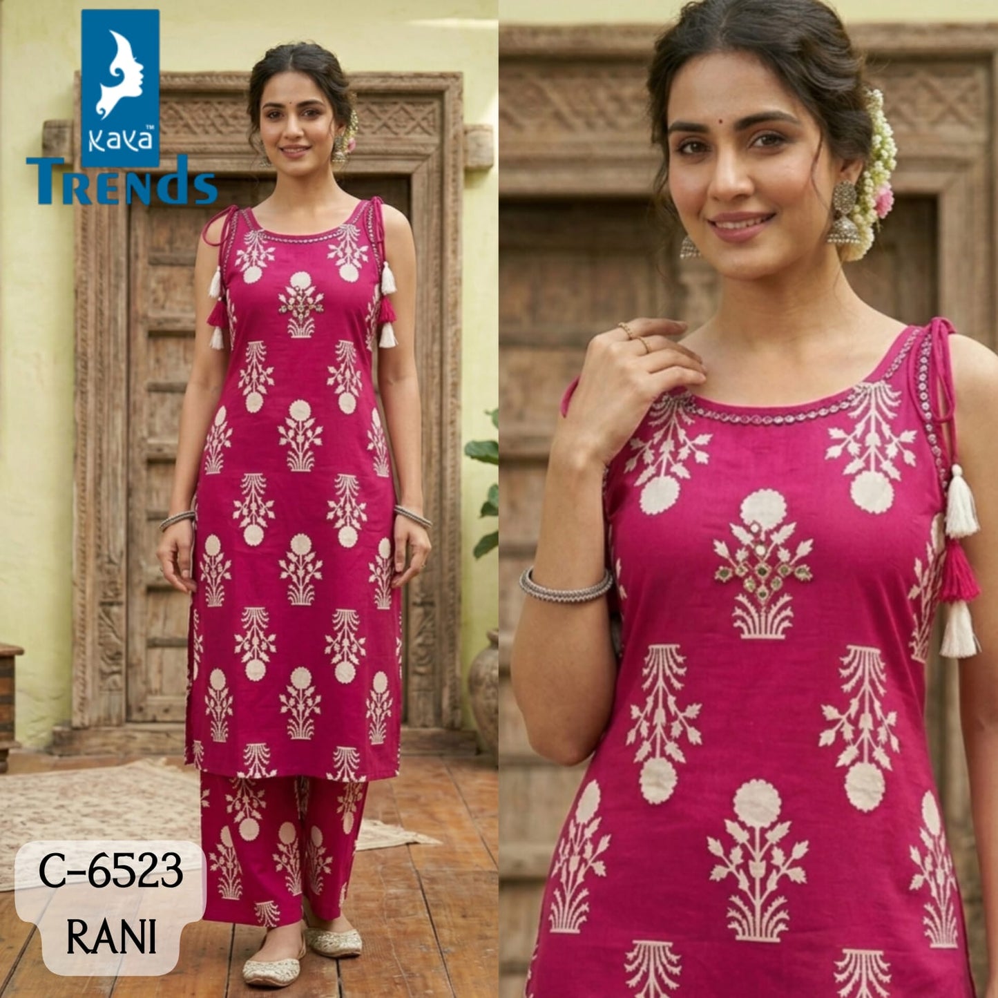 C 6523 Kaya Trends Cotton Kurti Plazzo Set Manufacturer