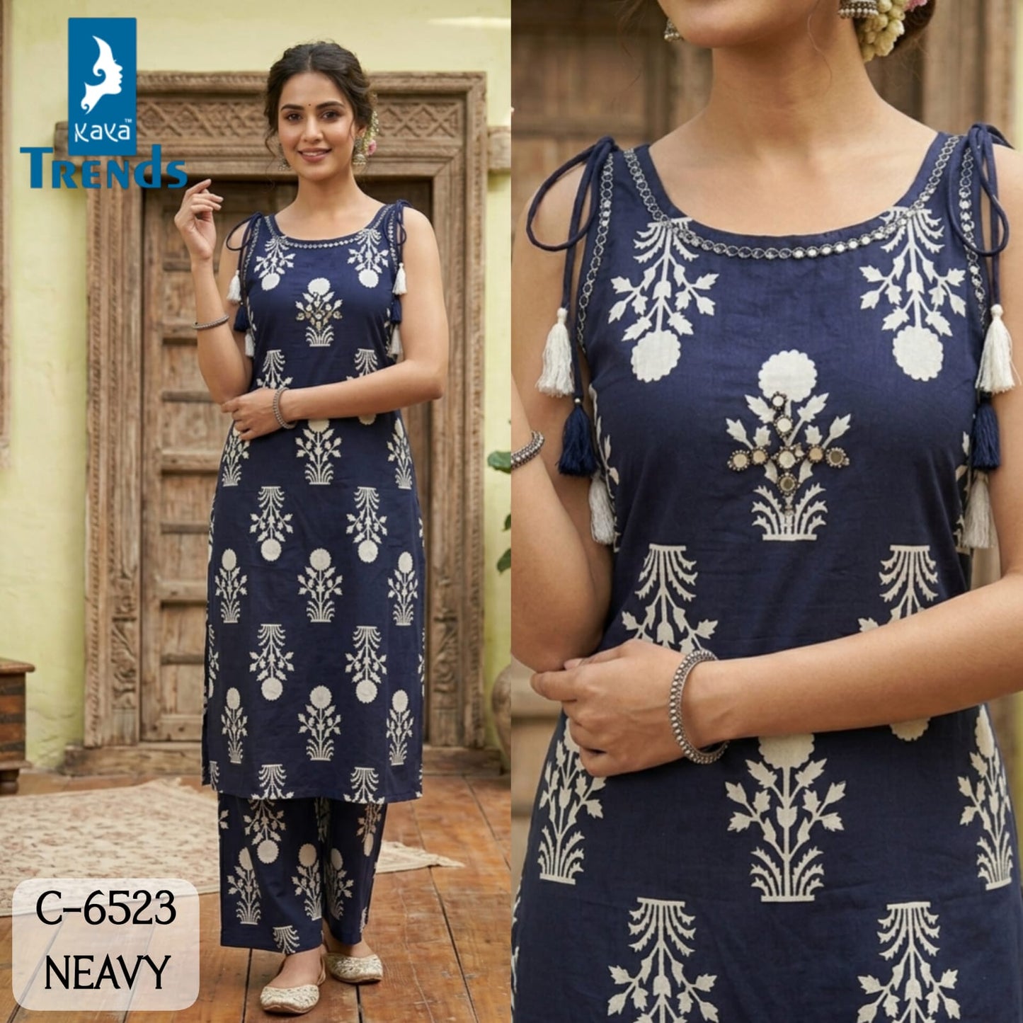 C 6523 Kaya Trends Cotton Kurti Plazzo Set Manufacturer