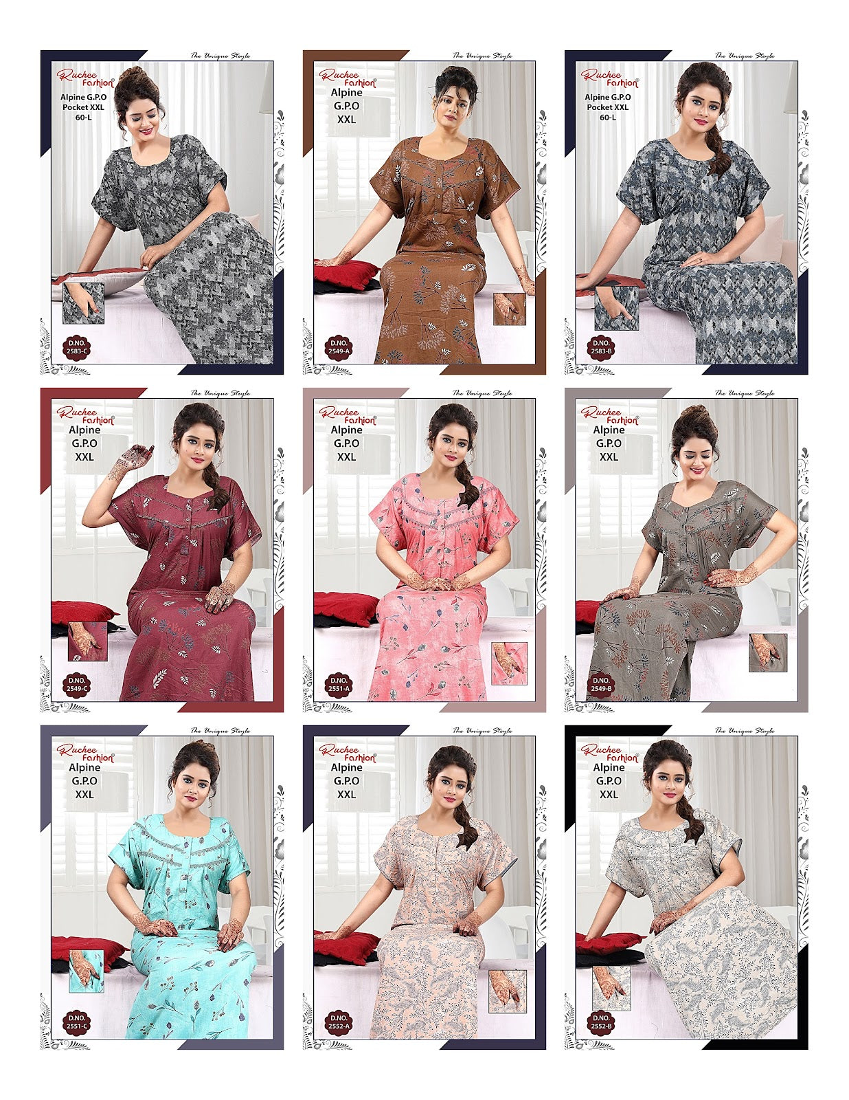 Length 60 Alpine Ruchee Fashion Night Gowns Manufacturer Gujarat