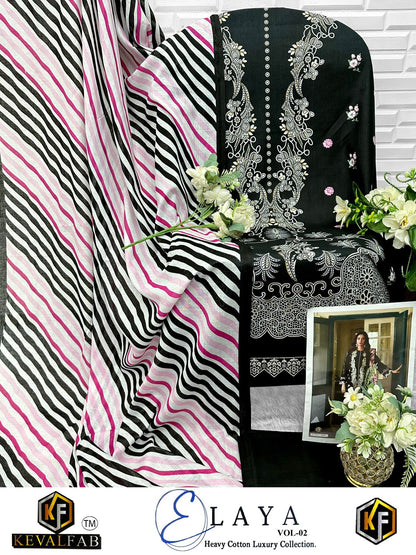 Elaya Vol 2 Heavy Cotton Luxury Collection Open pic Keval Fab Karachi Salwar Suits Supplier