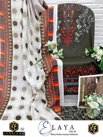 Elaya Vol 2 Heavy Cotton Luxury Collection Open pic Keval Fab Karachi Salwar Suits Supplier