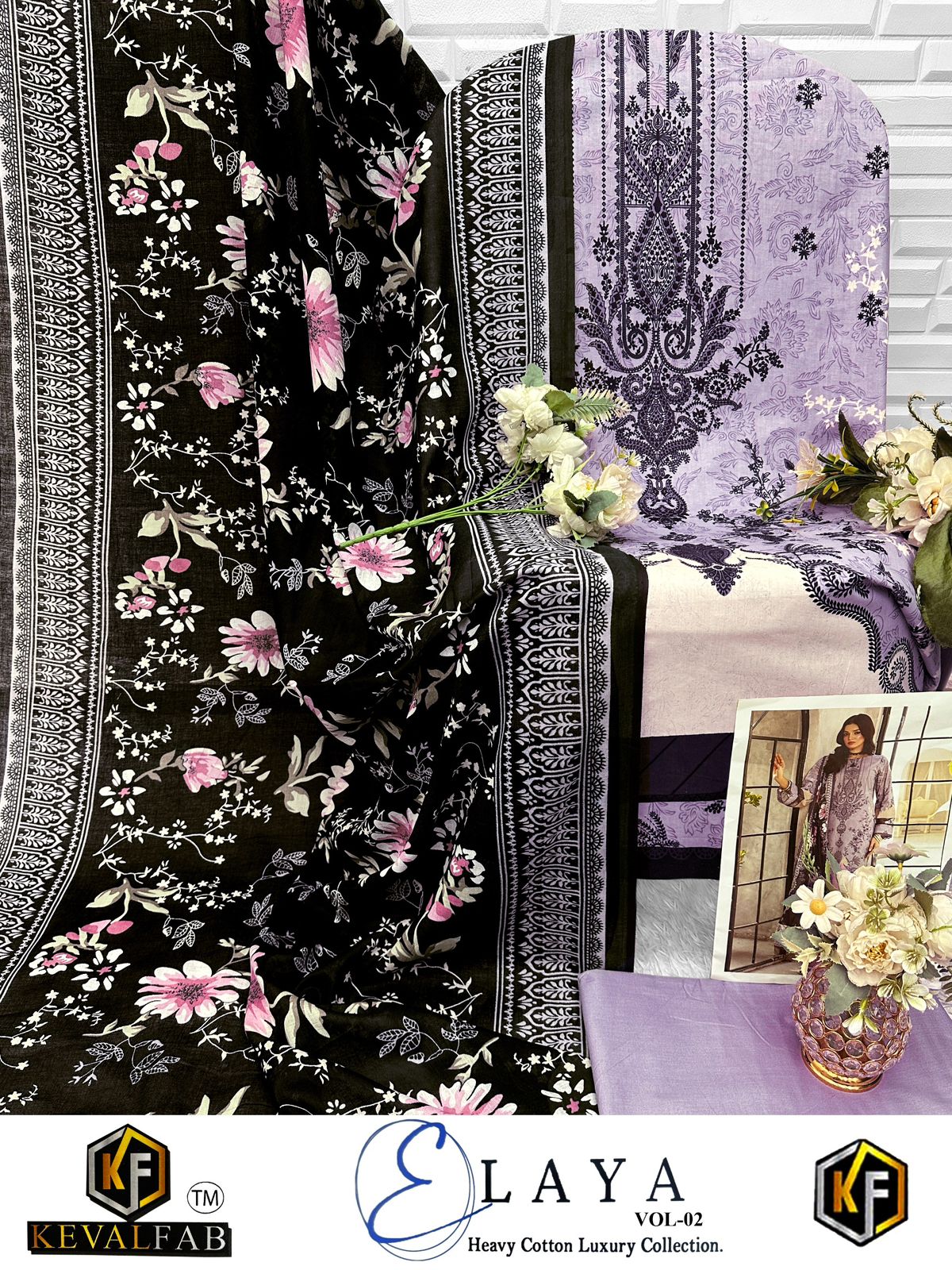 Elaya Vol 2 Heavy Cotton Luxury Collection Open pic Keval Fab Karachi Salwar Suits Supplier