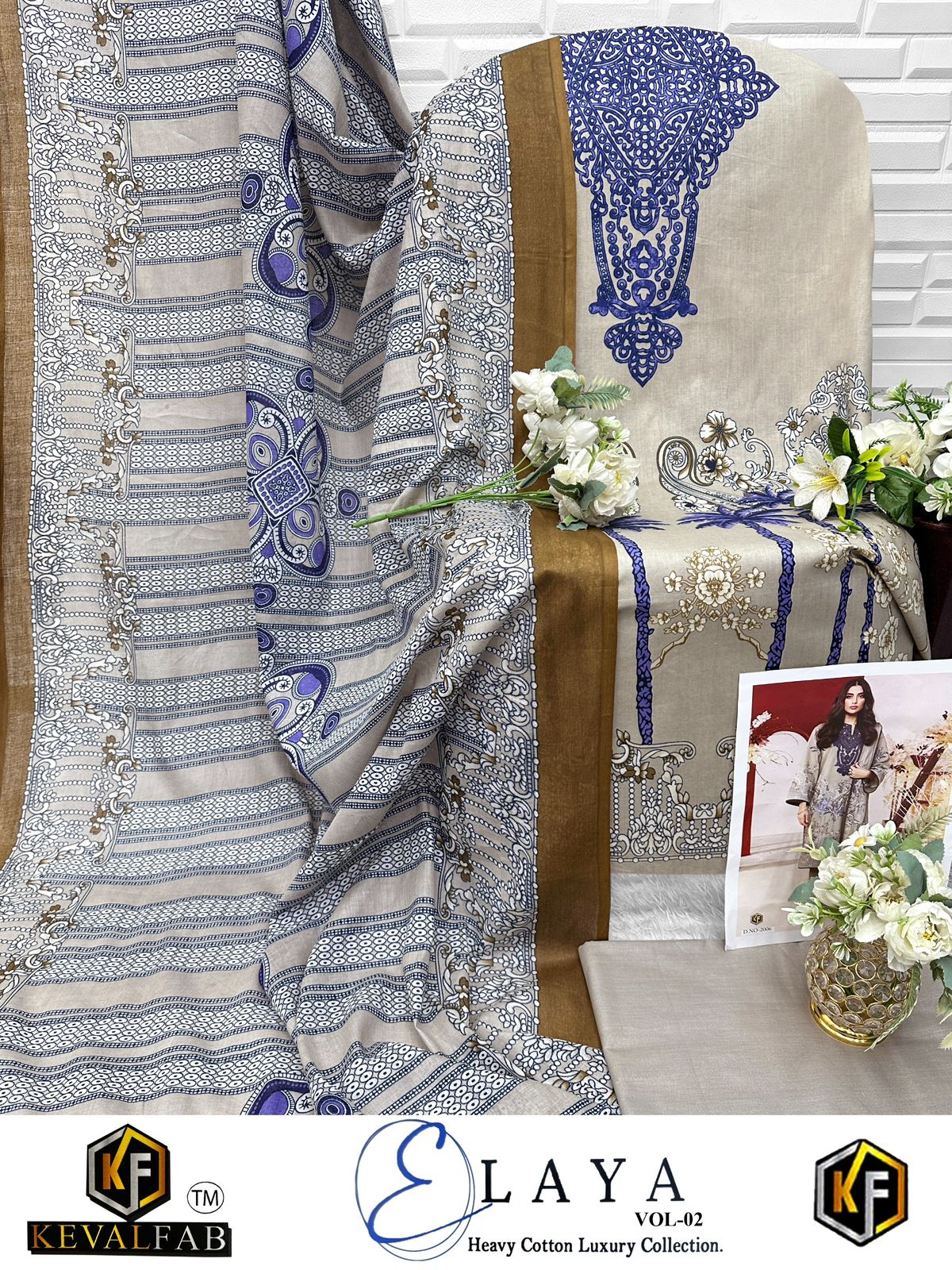 Elaya Vol 2 Heavy Cotton Luxury Collection Open pic Keval Fab Karachi Salwar Suits Supplier
