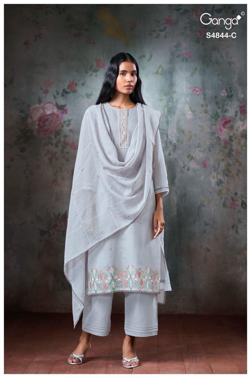 Caaska S4844 Ganga Bemberg Pant Style Suits Wholesale Rate