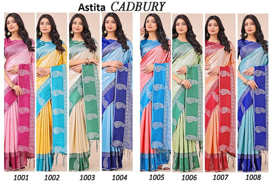 Cadbury 1001-1008 Astita Lichi Silk Sarees Supplier