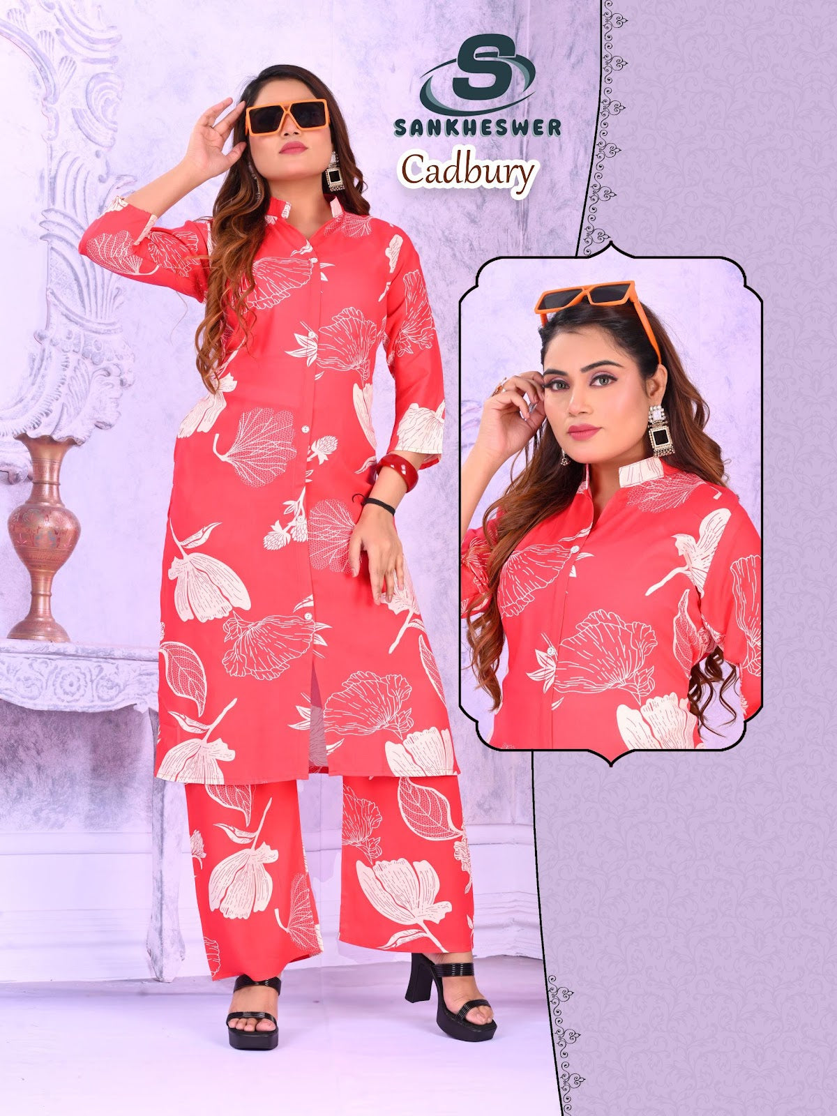 Cadbury Sankheswer Reyon Kurti Plazzo Set Supplier Gujarat