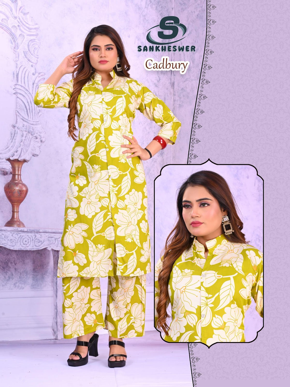 Cadbury Sankheswer Reyon Kurti Plazzo Set Supplier Gujarat