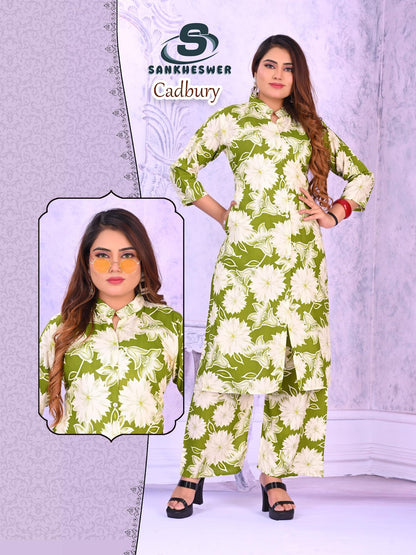 Cadbury Sankheswer Reyon Kurti Plazzo Set Supplier Gujarat