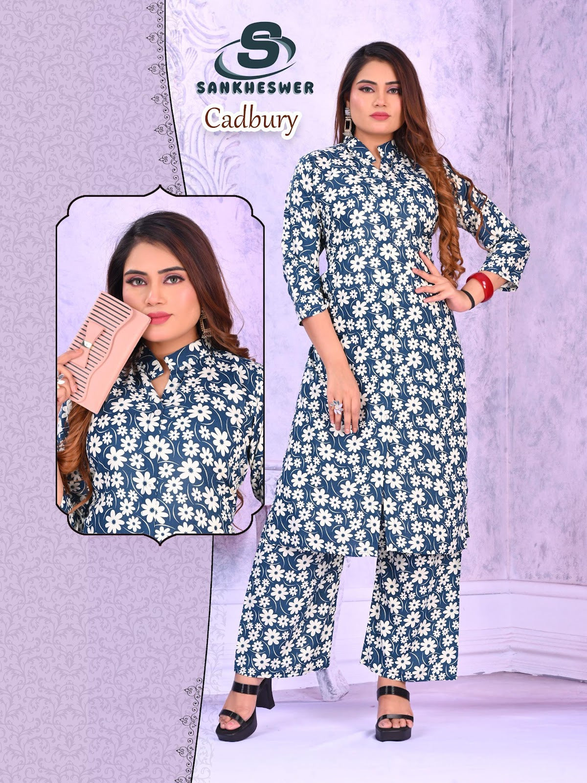 Cadbury Sankheswer Reyon Kurti Plazzo Set Supplier Gujarat