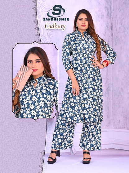 Cadbury Sankheswer Reyon Kurti Plazzo Set Supplier Gujarat