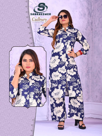 Cadbury Sankheswer Reyon Kurti Plazzo Set Supplier Gujarat