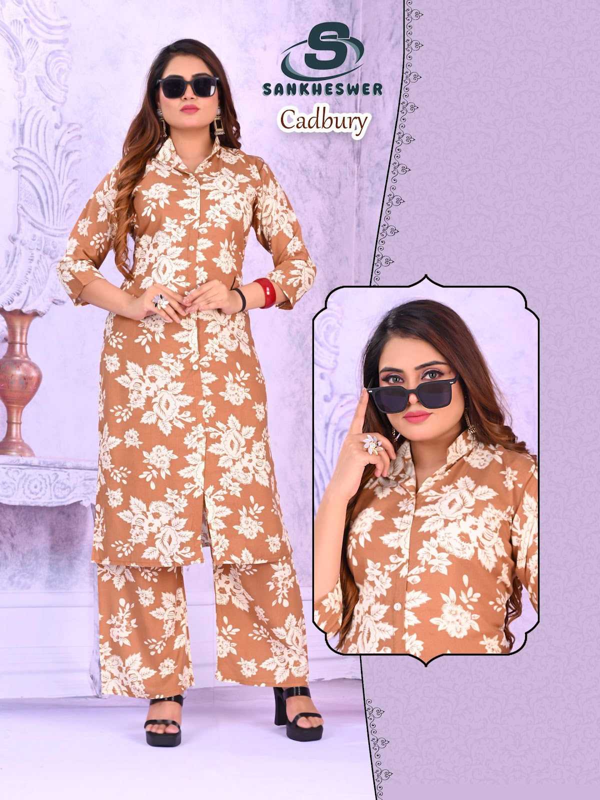 Cadbury Sankheswer Reyon Kurti Plazzo Set Supplier Gujarat