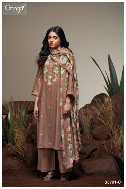 Caelia 3791 Ganga Premium Wool Pashmina Suits Exporter India