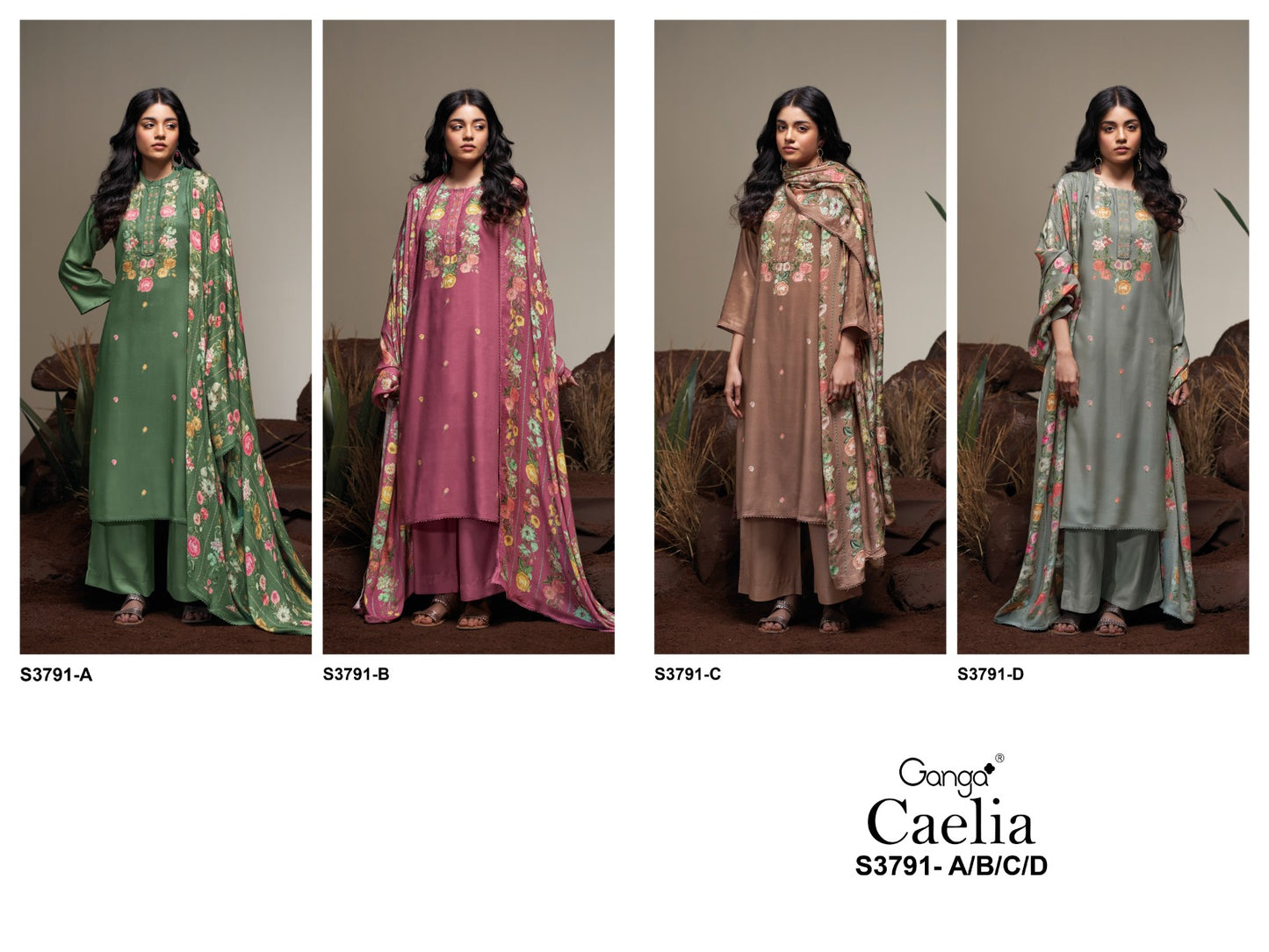 Caelia 3791 Ganga Premium Wool Pashmina Suits Exporter India