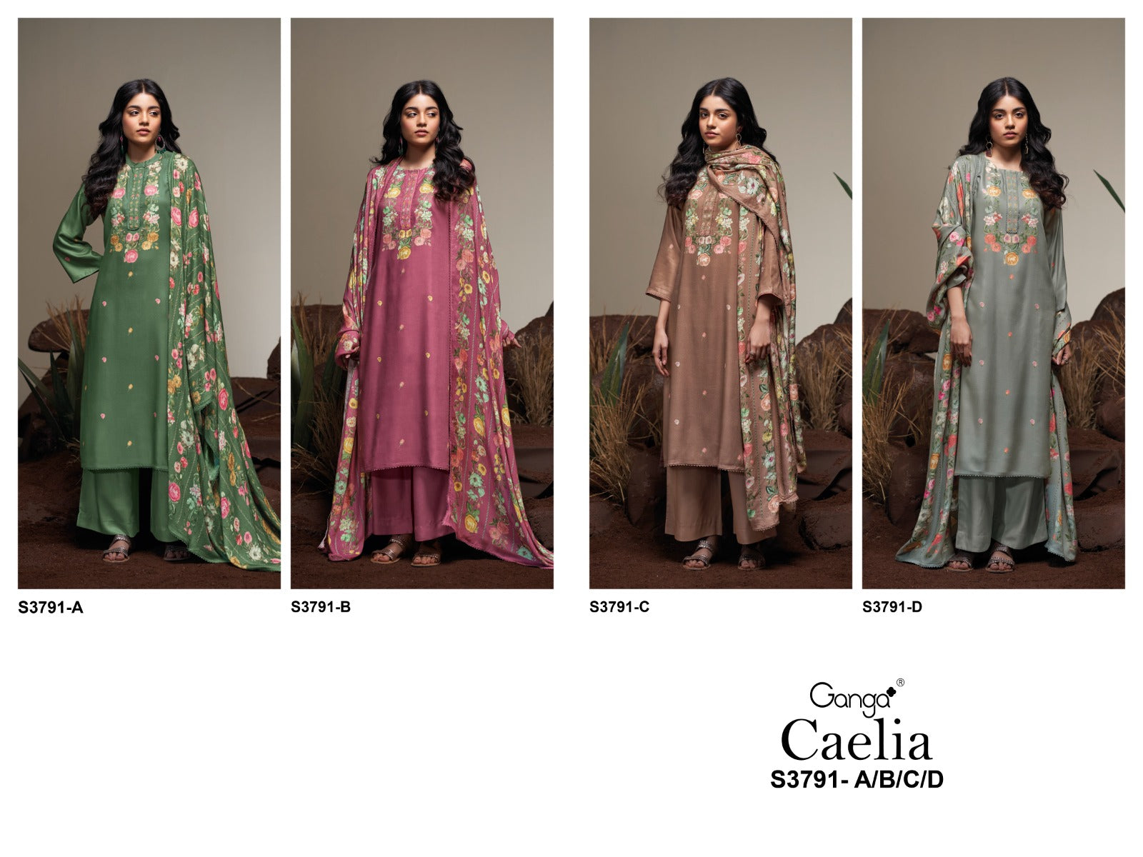 Caelia 3791 Ganga Premium Wool Pashmina Suits Exporter India