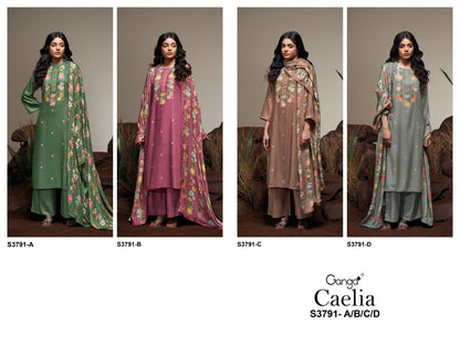 Caelia 3791 Ganga Premium Wool Pashmina Suits Exporter India