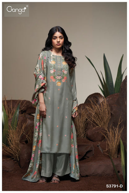 Caelia 3791 Ganga Premium Wool Pashmina Suits Exporter India