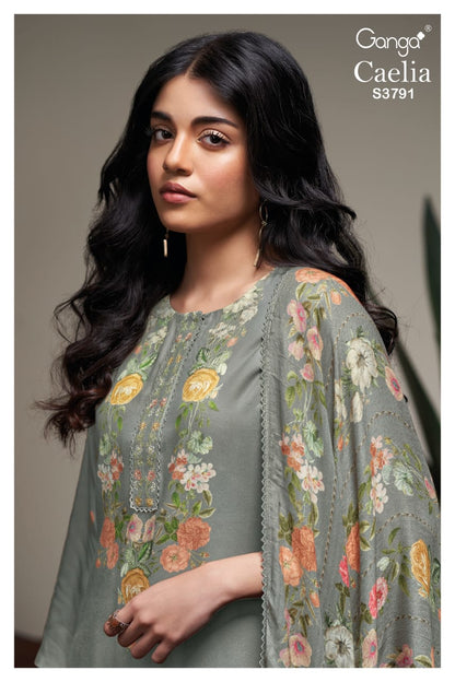 Caelia 3791 Ganga Premium Wool Pashmina Suits Exporter India