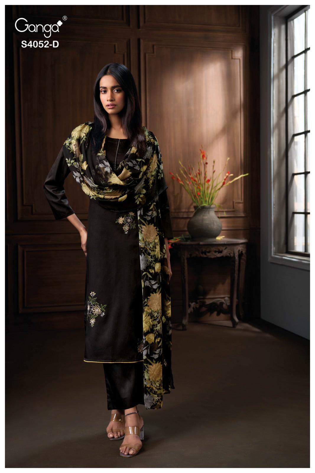 Caelith 4052 Ganga Cotton Satin Pant Style Suits Exporter