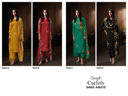 Caelith 4052 Ganga Cotton Satin Pant Style Suits Exporter