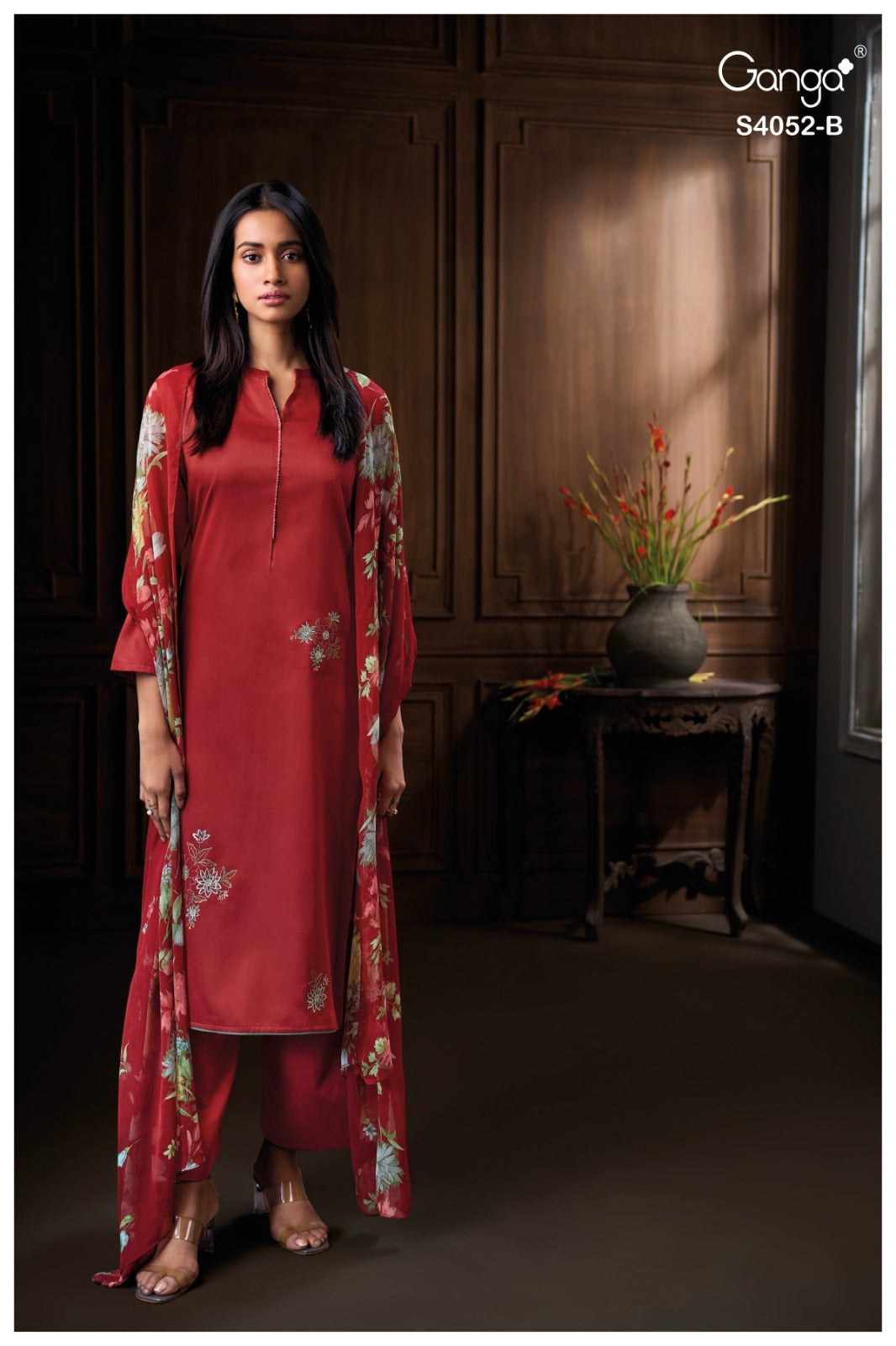 Caelith 4052 Ganga Cotton Satin Pant Style Suits Exporter