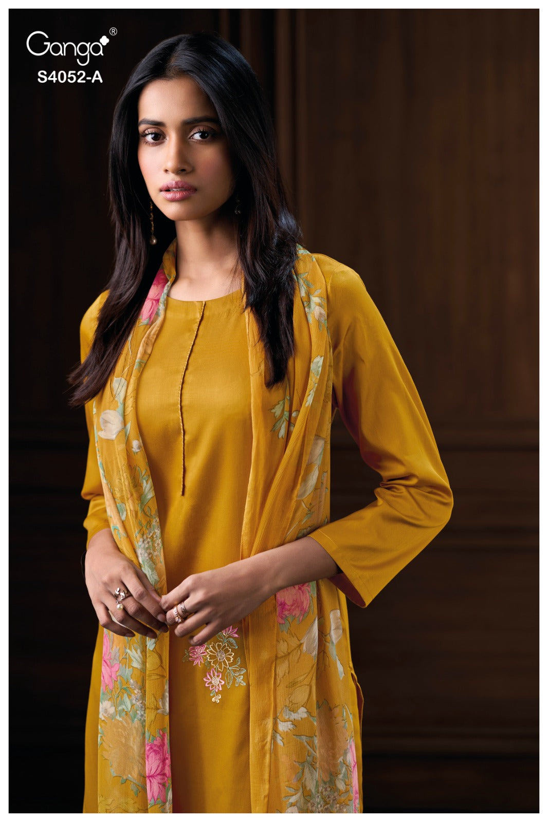 Caelith 4052 Ganga Cotton Satin Pant Style Suits Exporter