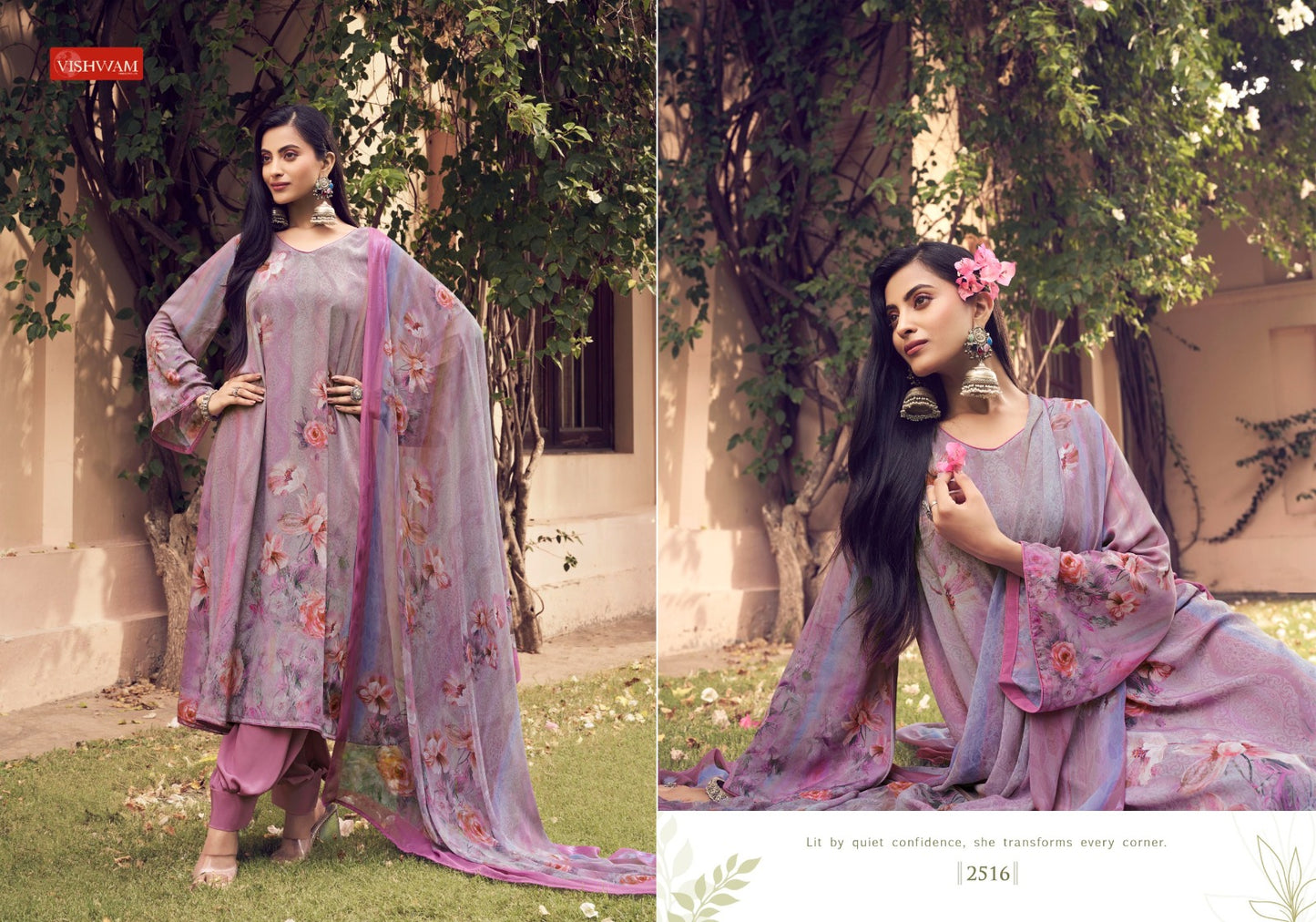 Cafe Latte Vol 21 Vishwam Fabrics Crape Pant Style Suits Supplier Gujarat