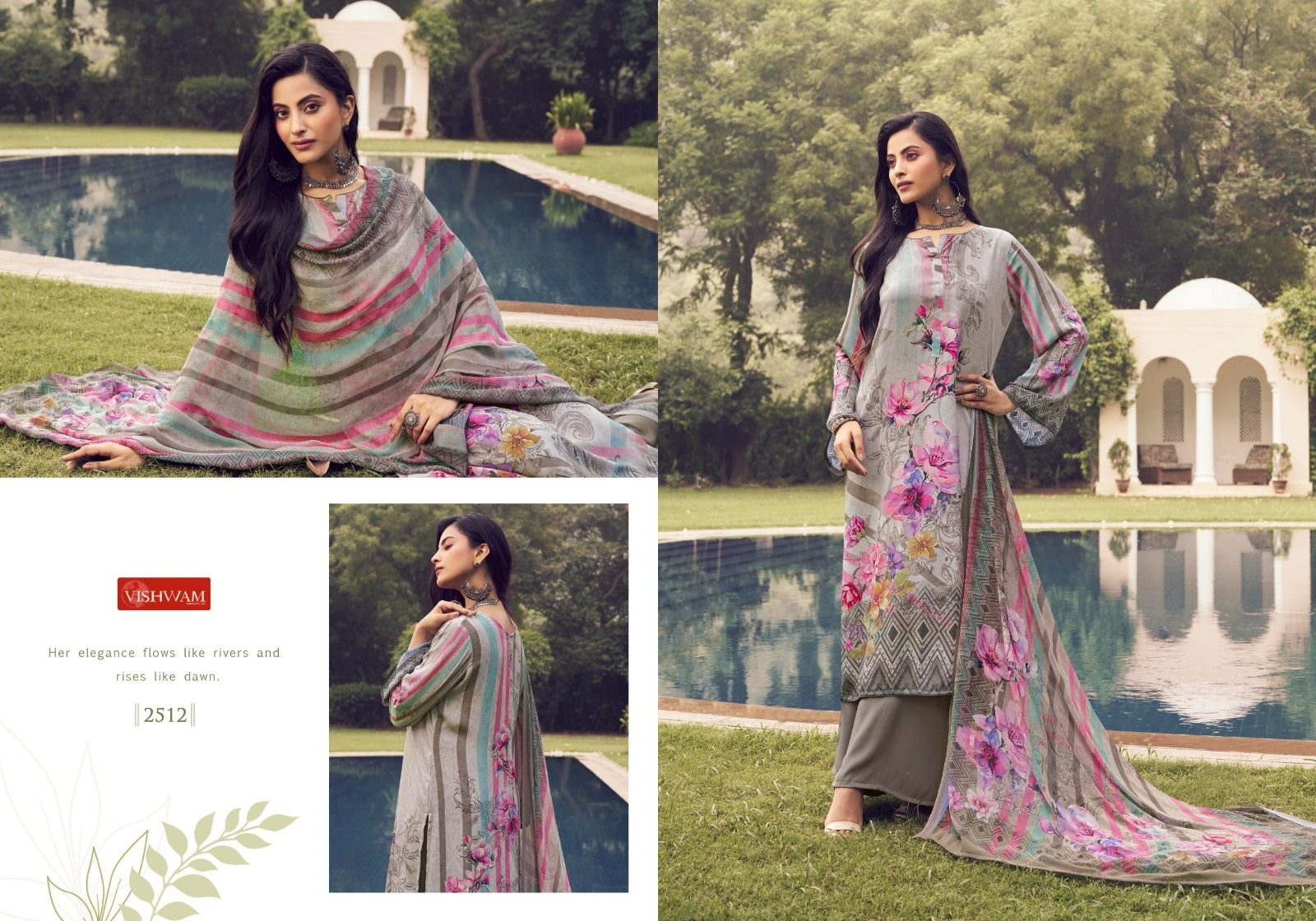 Cafe Latte Vol 21 Vishwam Fabrics Crape Pant Style Suits Supplier Gujarat