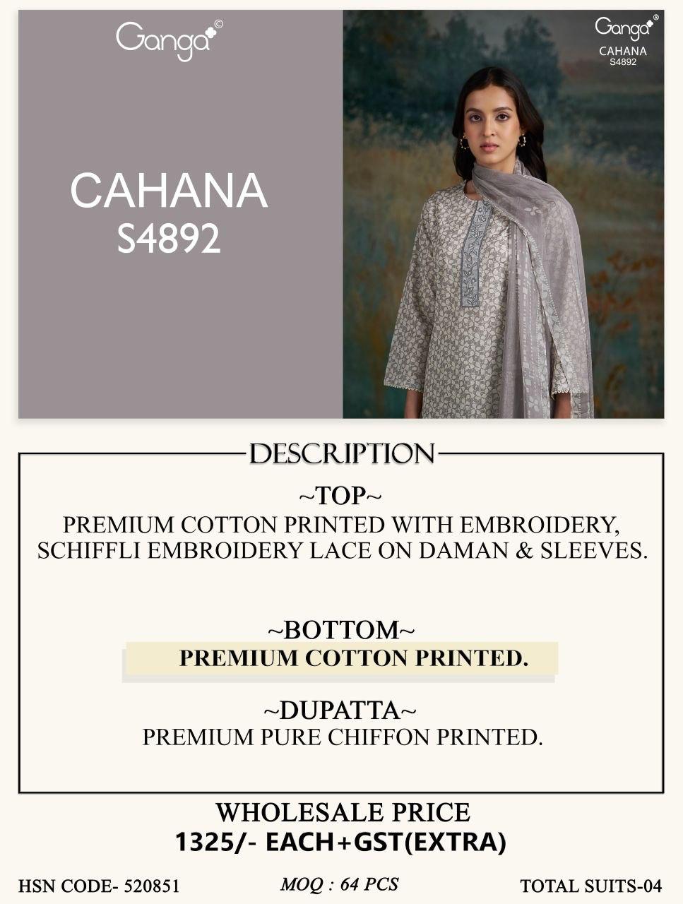Cahana S4892 Ganga Cotton Pant Style Suits Wholesaler Ahmedabad