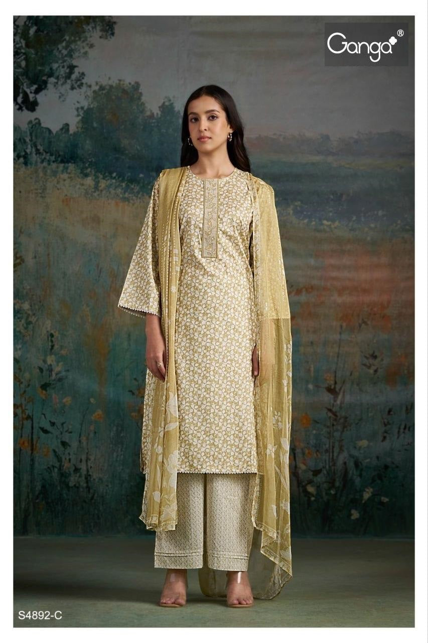 Cahana S4892 Ganga Cotton Pant Style Suits Wholesaler Ahmedabad