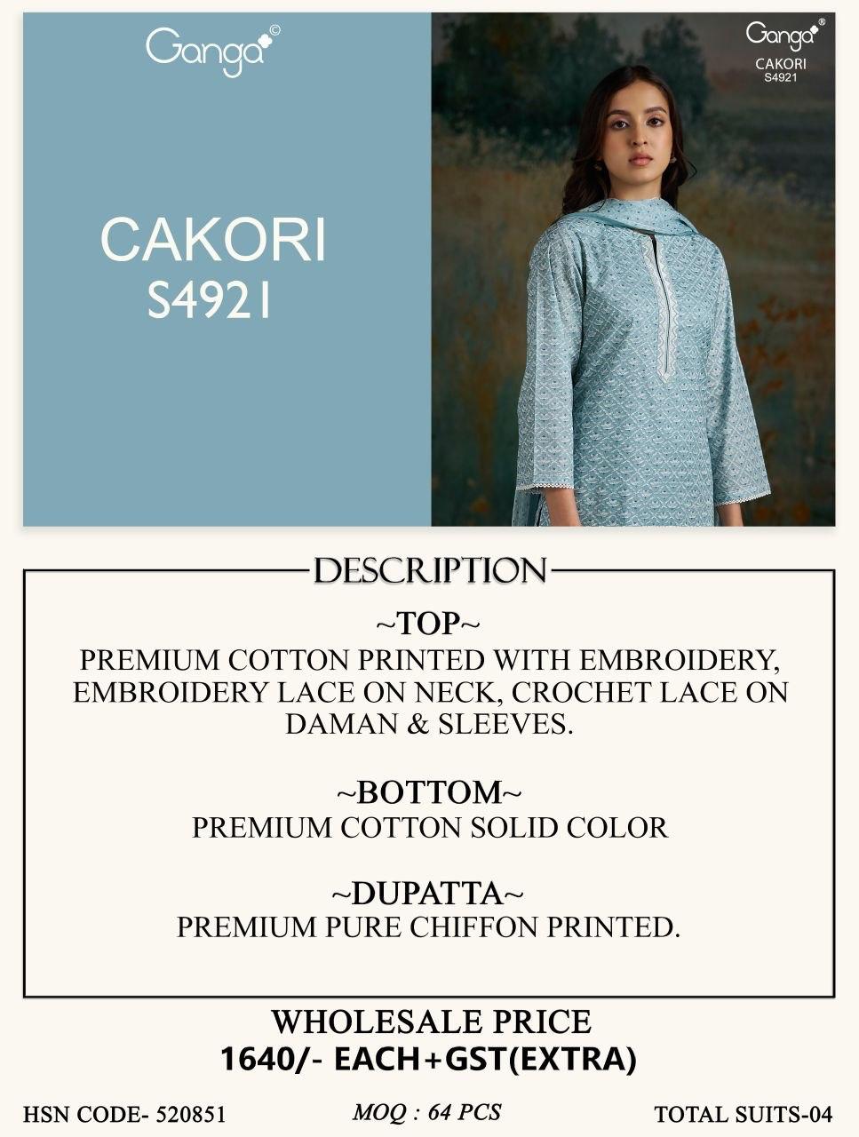 Cakori S4921 Ganga Cotton Lawn Plazzo Style Suits Exporter