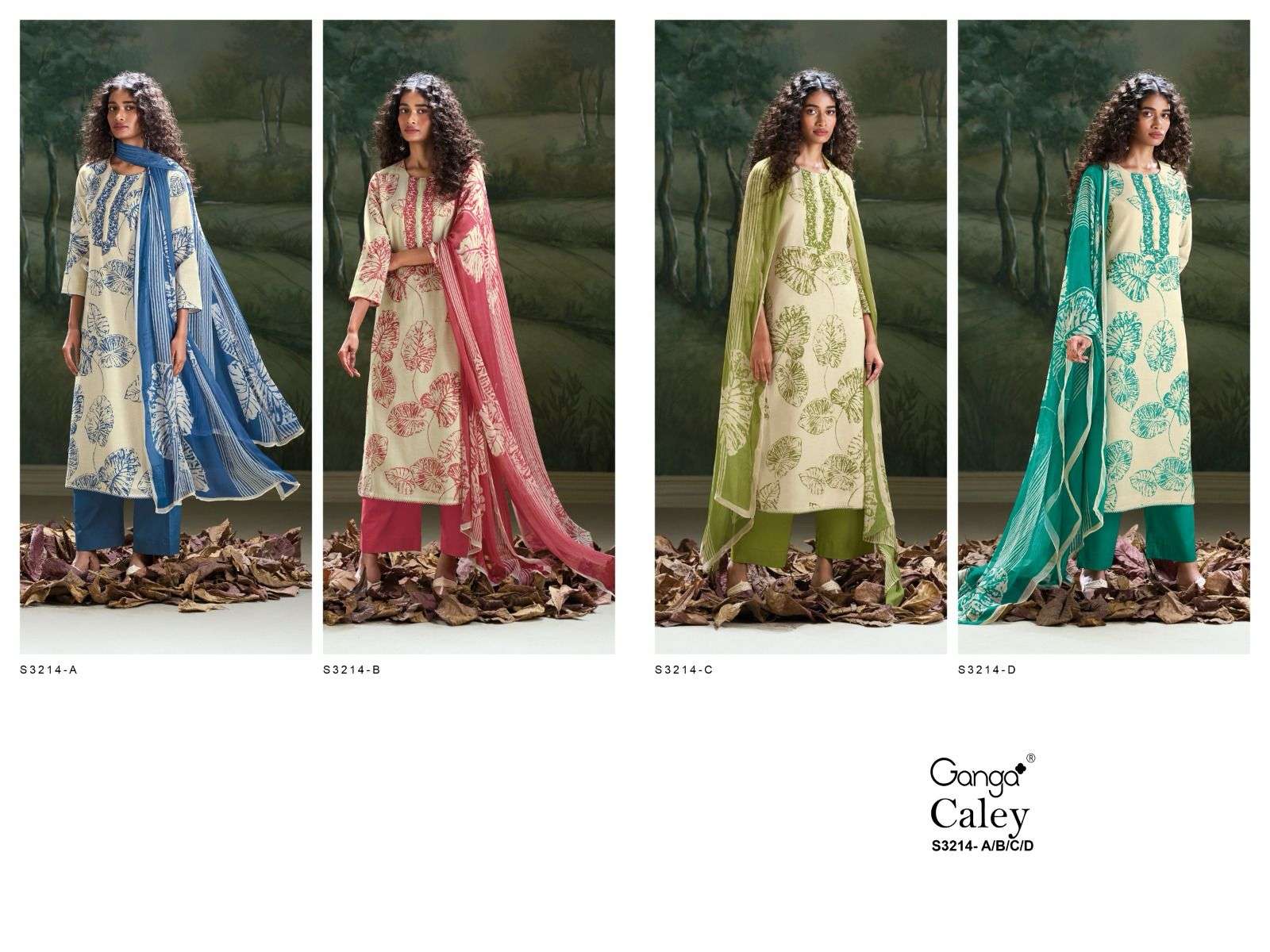 Caley 3214 Ganga Cotton Linen Pant Style Suits Wholesale Price