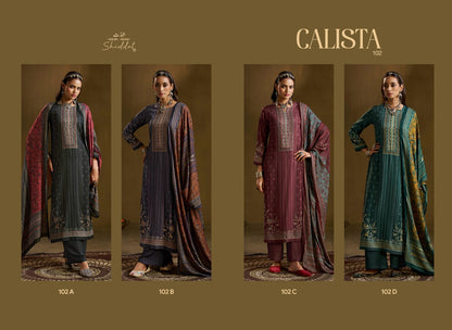 Calista 102 Shiddat Viscose Pashmina Suits Wholesaler