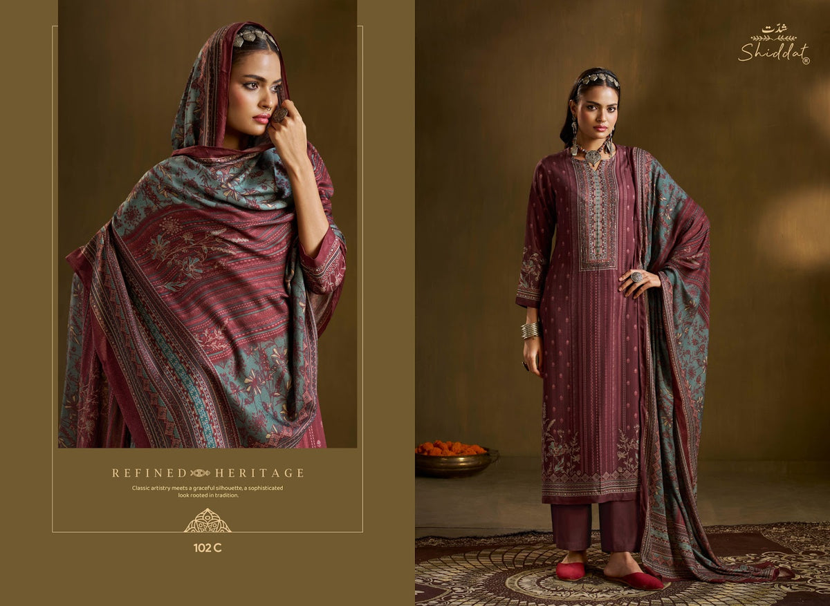 Calista 102 Shiddat Viscose Pashmina Suits Wholesaler