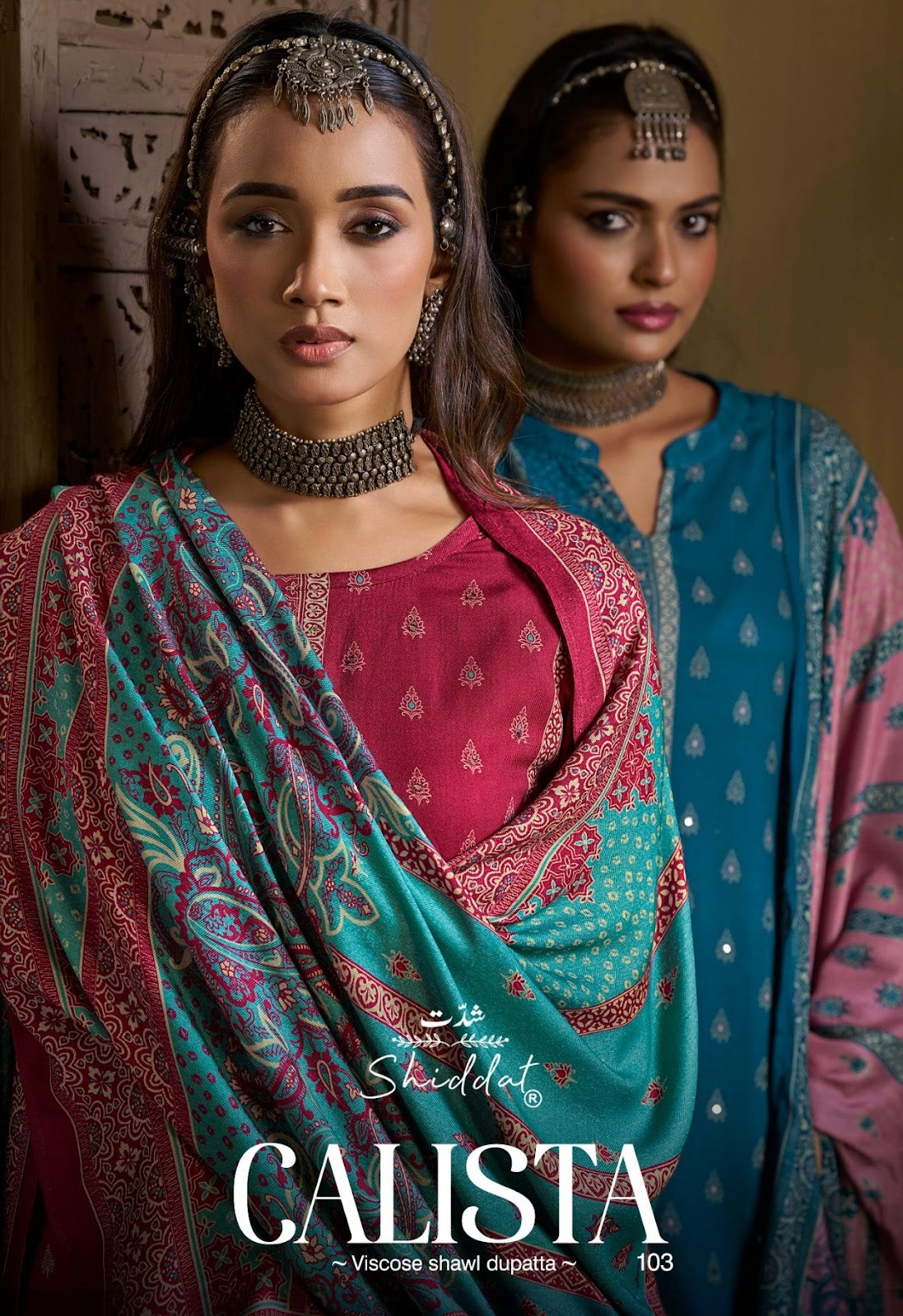 Calista 103 Shiddat Viscose Pashmina Suits Supplier India