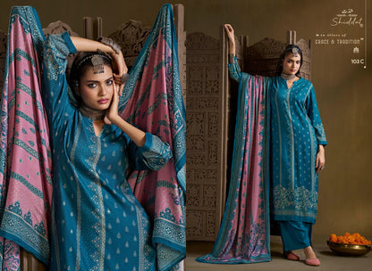 Calista 103 Shiddat Viscose Pashmina Suits Supplier India