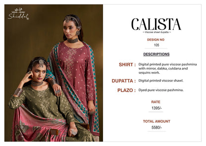Calista 105 Shiddat Viscose Pashmina Suits Manufacturer India