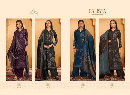 Calista 114 Shiddat Viscose Pashmina Suits Wholesale Rate