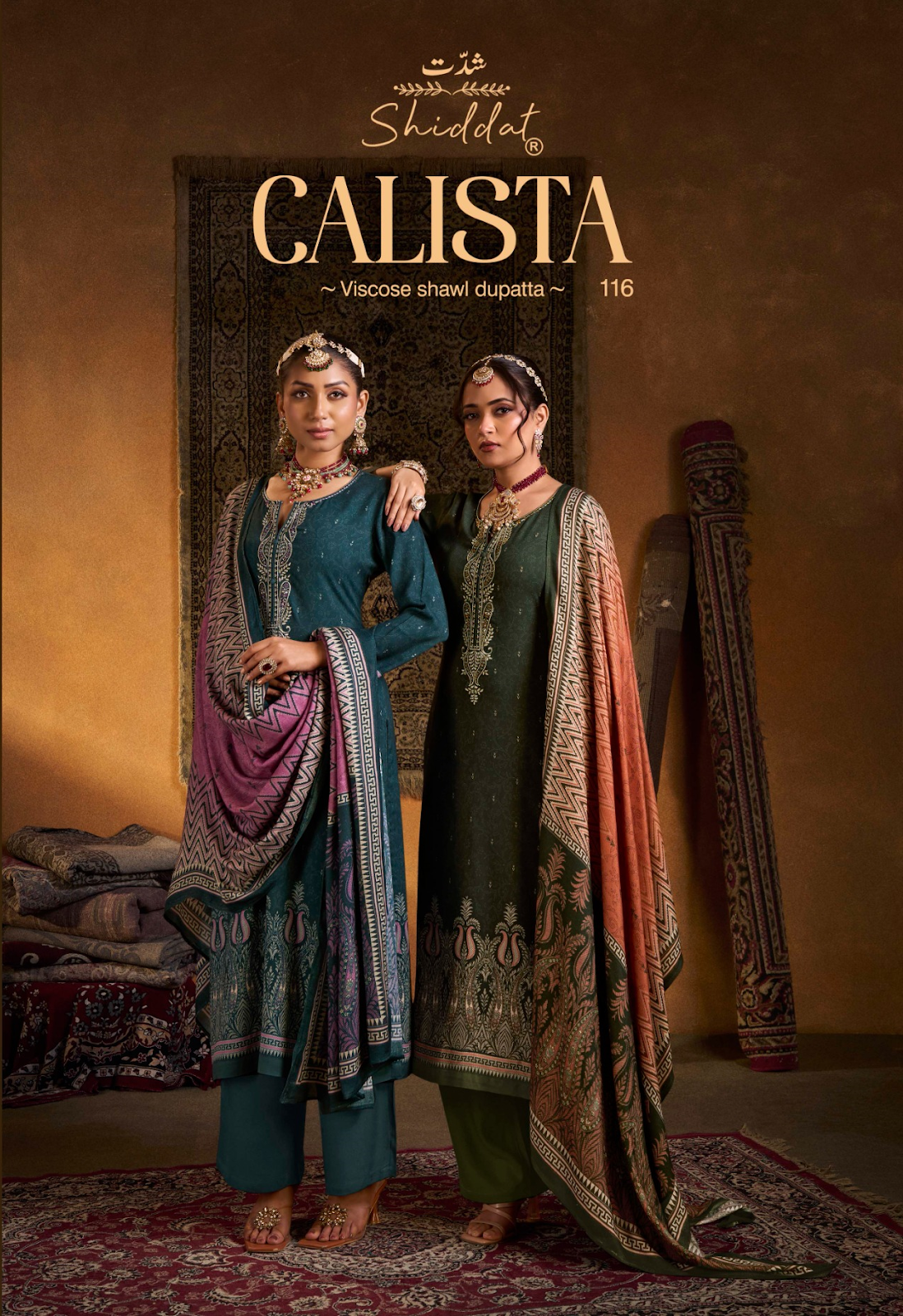 Calista 116 Shiddat Viscose Pashmina Suits Wholesale Price