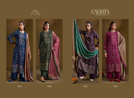 Calista 117 Shiddat Viscose Pashmina Suits Exporter Ahmedabad