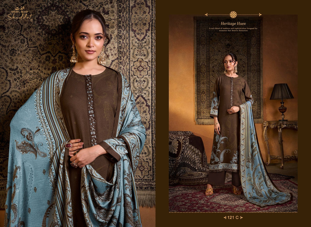Calista 121 Shiddat Viscose Pashmina Suits Wholesale Rate