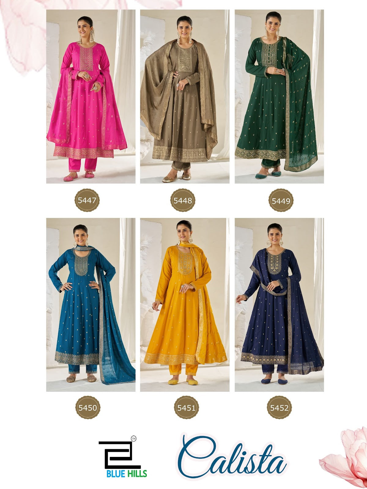Calista Blue Hills Rayon Readymade Anarkali Suits Supplier Gujarat