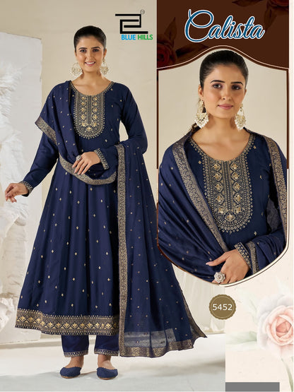 Calista Blue Hills Rayon Readymade Anarkali Suits Supplier Gujarat