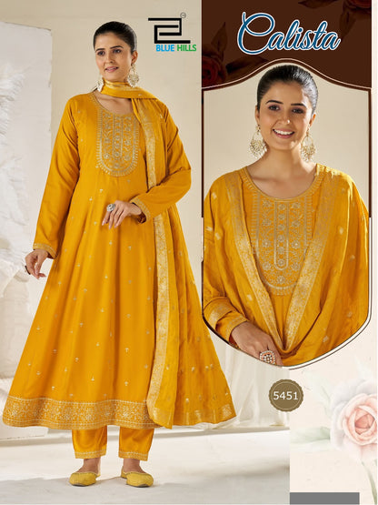 Calista Blue Hills Rayon Readymade Anarkali Suits Supplier Gujarat